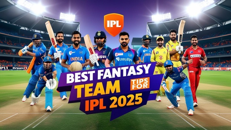 IPL 2025 फैंटेसी टीम टिप्स Dream11 के साथ, जिसमें खिलाड़ी Hardik Pandya, Shubman Gill, और Jasprit Bumrah के क्रिकेट एक्शन को दर्शाया गया है, एक रोमांचक स्टेडियम सेटिंग में।