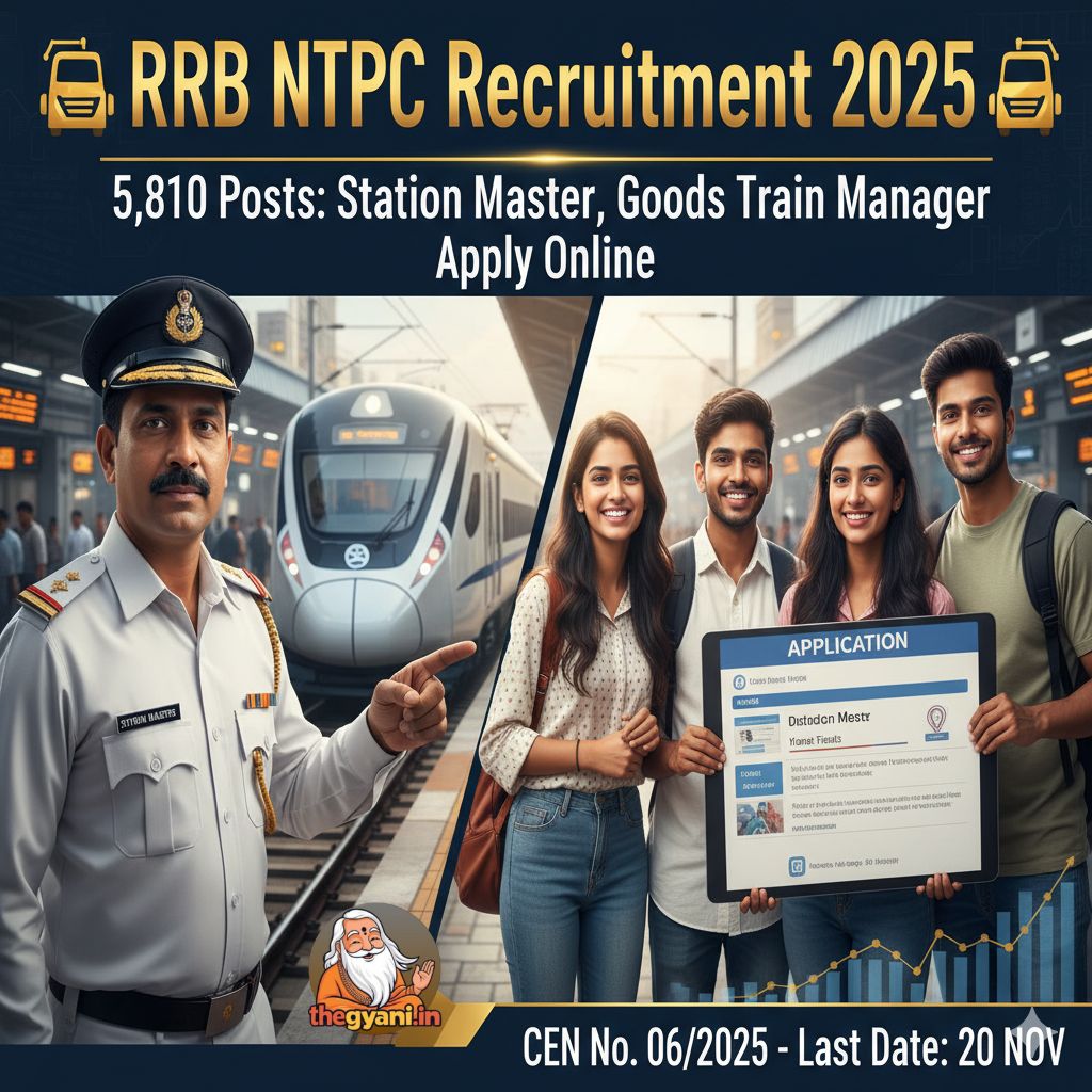rrb ntpc recruitment 2025, station master vacancy, goods train manager bharti, rrb ntpc apply online 2025, railway jobs, cen 06/2025