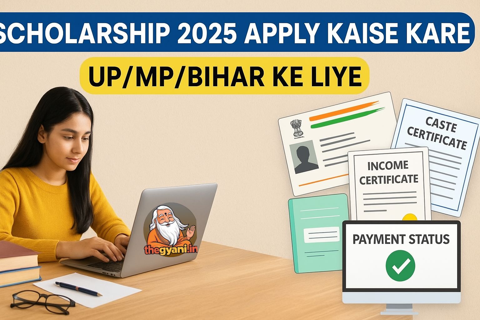 Scholarship 2025 Apply Kaise Kare, Indian student applying for Scholarship 2025 online for UP, MP, and Bihar